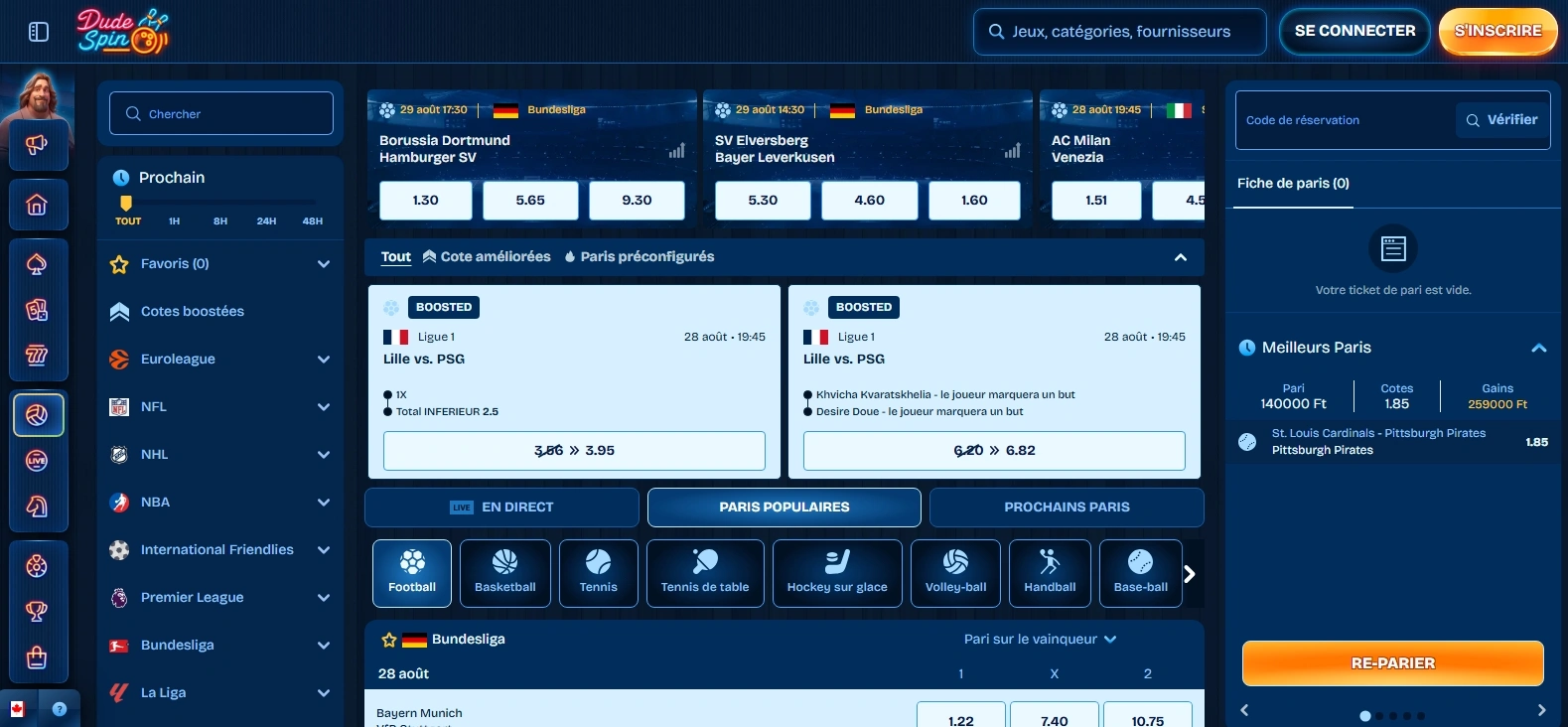 Parier et profitez du bonus sur paris sportif dudespin